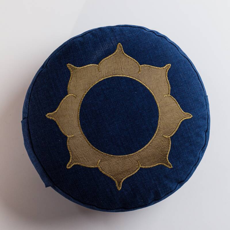 Meditationskissen Lotus Motiv - blau / gold