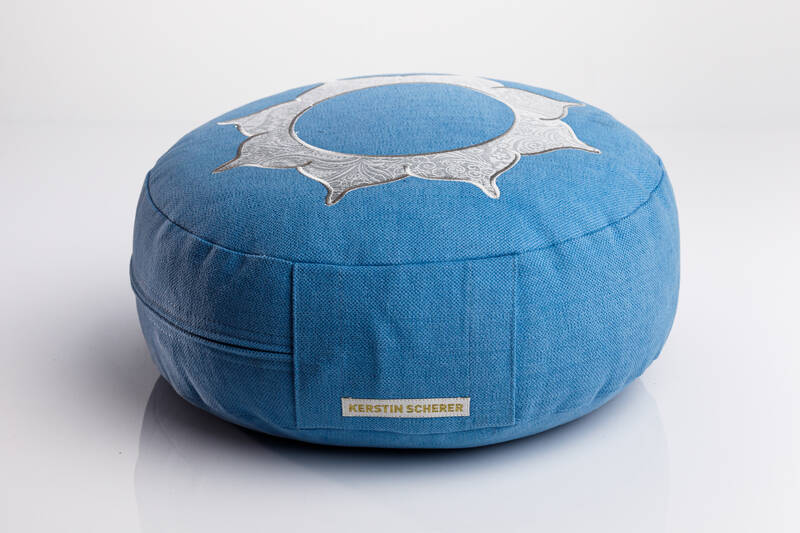 Meditationskissen Lotus Motiv - blau / silber