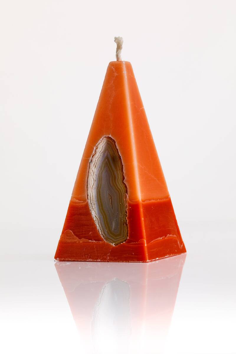 Pyramidenkerze mit Achatscheibe Orange